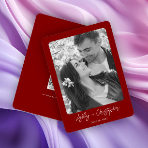 Minimal Floral Botanical Ruby Red Photo Wedding Save The Date