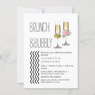 Minimal Floral Brunch And Bubbly Invitation