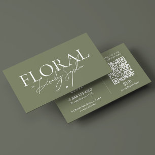 Minimal Floral Designer Elegant Florist Sage Business Card