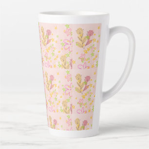 Minimal floral doodle pattern -pastel colour art latte mug