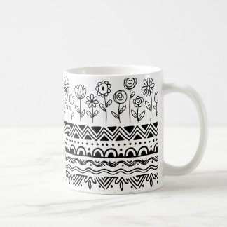 Minimal Floral Folk Pattern Mug – Boho Line Art 