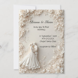 🌿 Minimal Floral Frame Silhouette Ceremony Design Invitation
