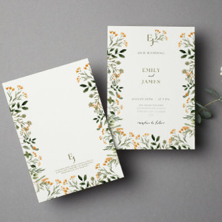 Minimal Floral Frame Wedding Invitation Card