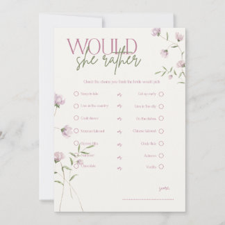 Minimal Floral Guess who Bridal Shower Game Invitation