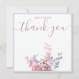 Minimal Floral Light Blue Thank You Name Card