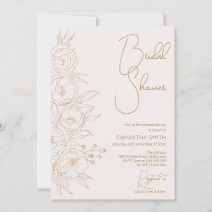 Minimal Floral Line Art Bridal Shower Invitation