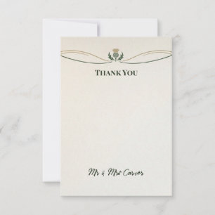 Minimal Floral Line Wedding Thank You Card