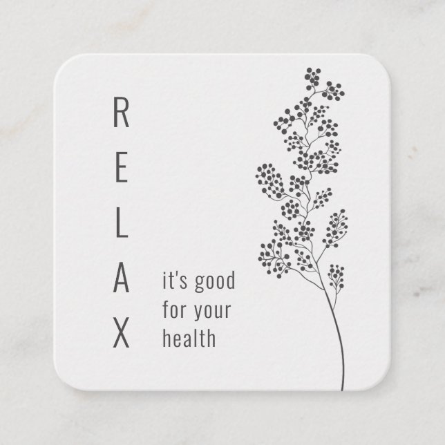 Minimal Floral Motivational Saying Healer Square Business Card (Front)