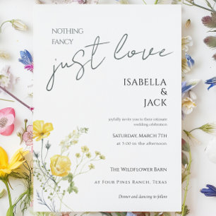 Minimal Floral Nothing Fancy Just Love Wedding  Invitation