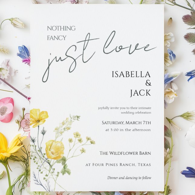 Minimal Floral Nothing Fancy Just Love Wedding  Invitation (Minimal Floral Nothing Fancy Just Love Wedding Invitation)