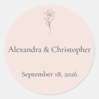 Minimal Floral Soft Blush Wedding Envelope Seal 