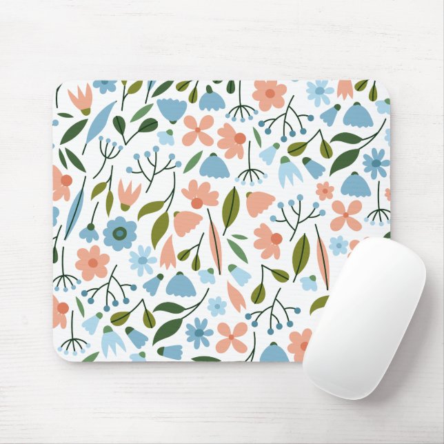 Minimal Floral Spring Mouse Mat (With Mouse)
