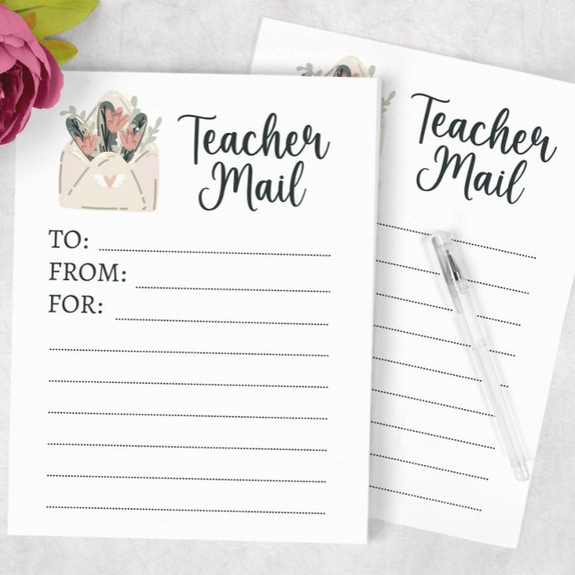 Minimal Floral Teacher Mail Notepad (Creator Uploaded)