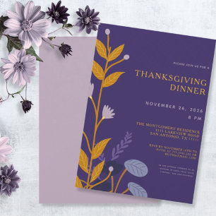 Minimal Floral Thanksgiving Dinner Invitation