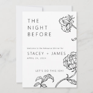 Minimal Floral   The Night Before Rehearsal Dinner Invitation