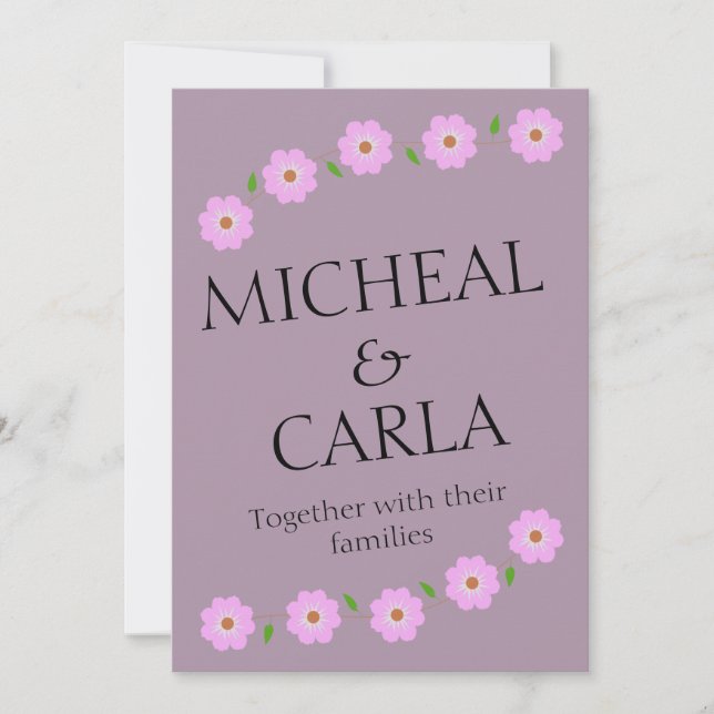 Minimal floral wedding invitation (Front)
