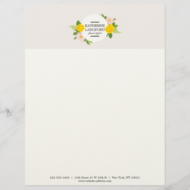 Minimal Floral Wreath Beauty Salon Business Suite Custom Letterhead (Front)