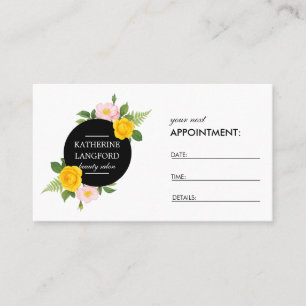 Minimal Floral Wreath Black White Salon Appointment Card