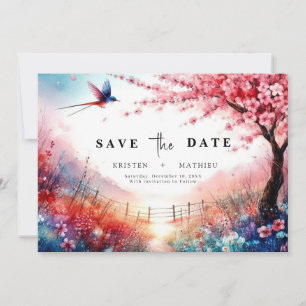 Minimal Florals Cherry Blossom Wedding Save The Date