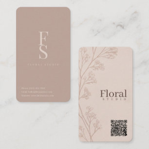 Minimal florist soft blush ivory floral branch business card