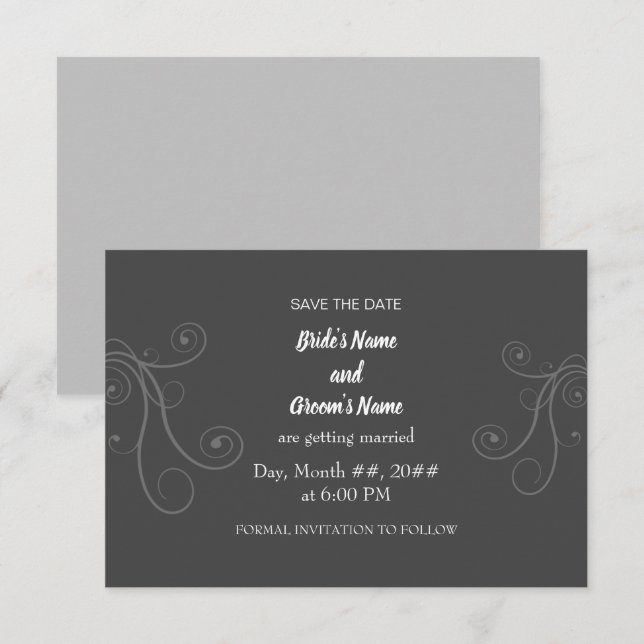 Minimal Flourishes Save The Date Invitation (Front/Back)