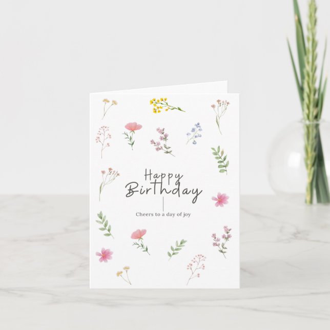 Minimal Flower Birthday Card (Front)