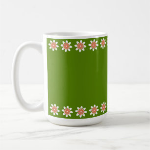 Minimal Flower Border Retro Avocado Green Coffee Mug