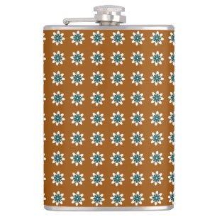 Minimal Flower Retro Earthy Brown Hip Flask
