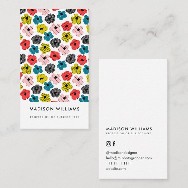 Minimal Flowers Stylish Trendy Modern Business Car Card (Front/Back)