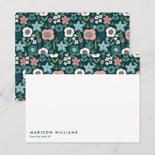 Minimal Flowers Stylish Trendy Modern Note Card