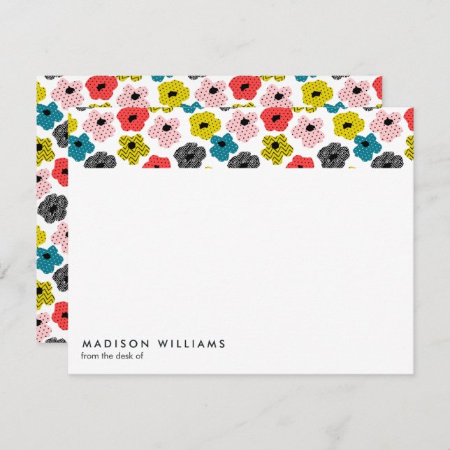 Minimal Flowers Stylish Trendy Modern Note Card (Front/Back)