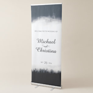 Minimal foggy spruce forest nature wedding retractable banner