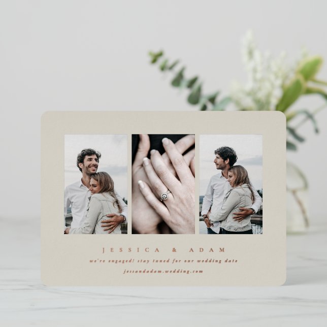 Minimal Foil 3 Photo Engagement Announcement (Standing Front)