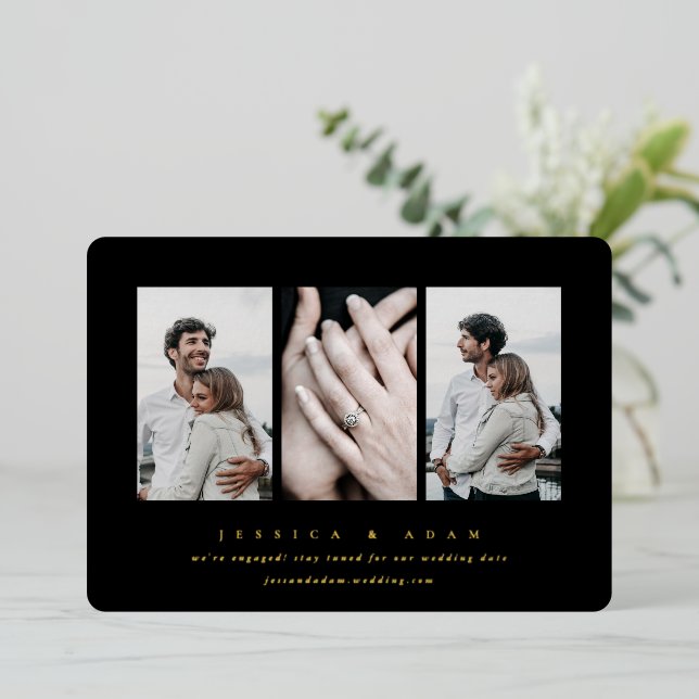 Minimal Foil 3 Photo Engagement Announcement (Standing Front)