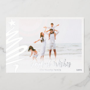 Minimal Foil Family Beach Christmas Photo Card