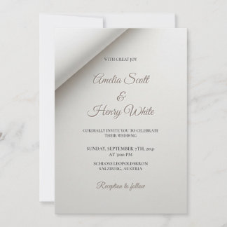 Minimal Folded Shadow Modern Wedding Invitation