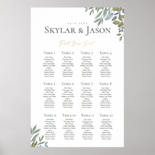 Minimal Foliage & Gold Geometric Terrarium Seating Poster