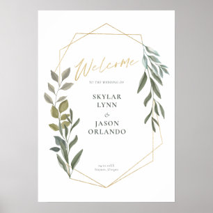Minimal Foliage & Gold Geometric Terrarium Welcome Poster