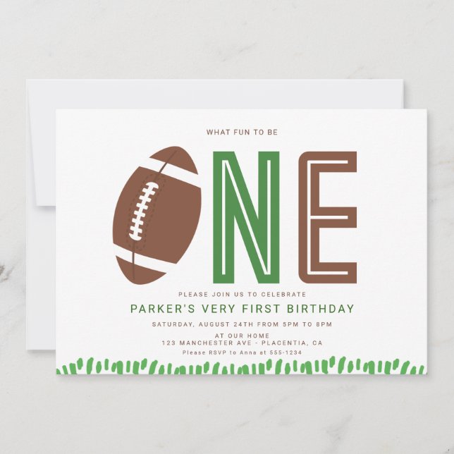 Minimal Football First BIrthday Party Sports Invitation (Front)