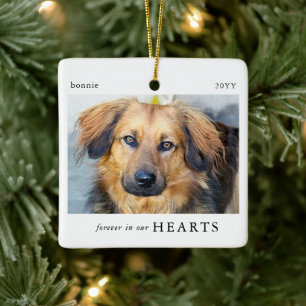 Minimal Forever in our Hearts Dog Photo Keepsake Ceramic Ornament