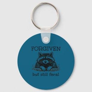 Minimal Forgiven But Still Feral Racoon Key Ring
