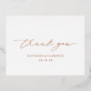 Minimal Formal Classic Wedding Foil Thank You Card