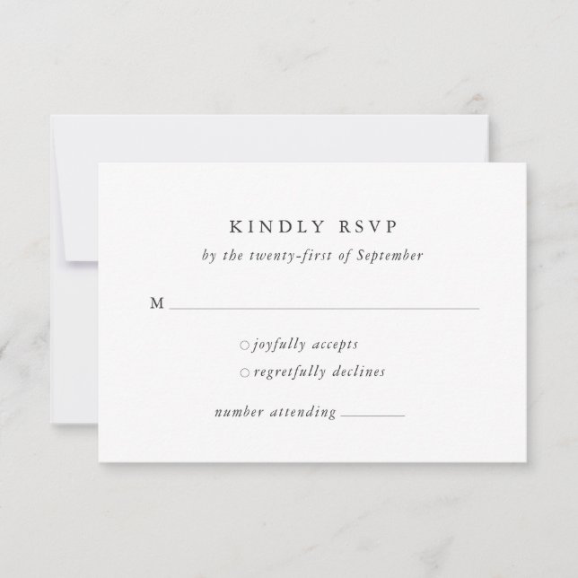 Minimal Formal Classic Wedding RSVP Card (Front)