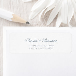Minimal Formal Dusty Blue Script Wedding Address