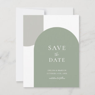 Minimal Formal Script Sage Green Arch Boho Wedding Save The Date