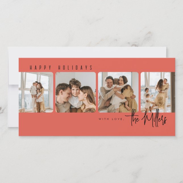 Minimal Four Photo Holiday Card (Front)