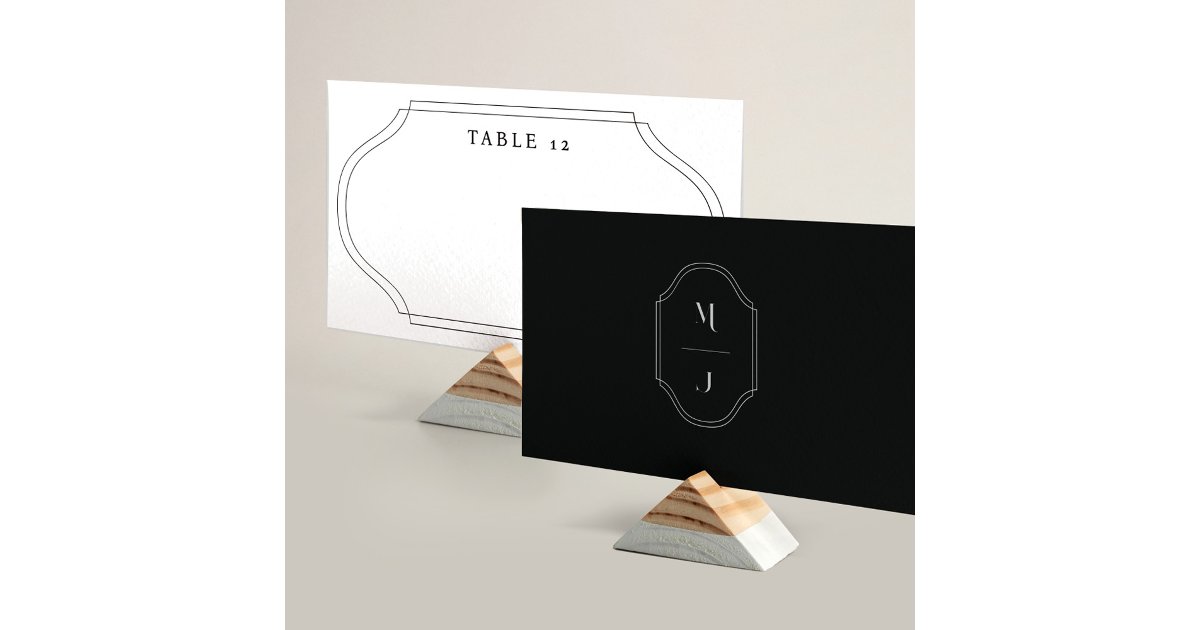 Minimal Frame Table Number & Wedding Monogram Place Card | Zazzle