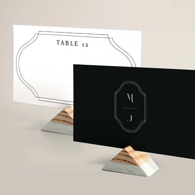 Minimal Frame Table Number & Wedding Monogram Place Card (Creator Uploaded)