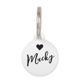 Minimal Free Editable Pet Name Heart Phone Number Tag