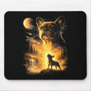 Minimal French Bulldog Howling Moon Meme Mouse Mat